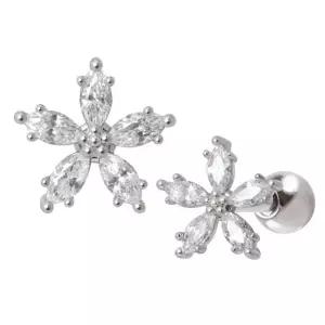 [미니아트] 써지컬 스틸 펜타스 큐빅 꽃 패션 피어싱 한쪽