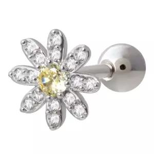 [미니아트] 써지컬 스틸 큐빅 데이지 꽃 패션 피어싱 한쪽