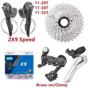 마이크로뉴 로드 바이크 시프터 2x9단 그룹셋 리어 디레일러 프론트 카세트 X9 체인 티아그라 소라 자전거