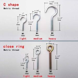 2/10 헤비 듀티 미터 나사 그림 공장 램프 라이트 가구 커튼 커튼 네트 와이어 아이 볼트 행거 C O 닫기 링