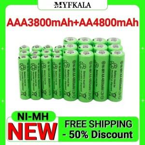 1.2V AA 4800mAh NI-MH 충전지+1.2V 3800MAh 충전지 배터리 +
