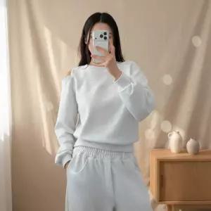 [옷자락]여성 봄용 어깨트임 맨투맨 세트 와이드밴딩팬츠