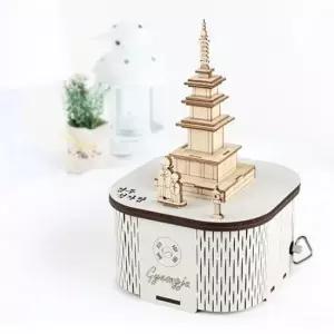 DIY 나무 모형 조립 키트 회전 우드 오르골 경주 석가탑 YM974