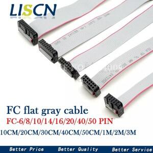 2.54mm 피치 FC-6/8/10/14/16/20/24/40/50/64 핀 JTAG ISP 다운로드 케이블 DC3 IDC 박스 헤더용 회색 플랫