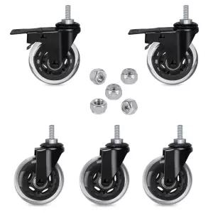 5/16인치 나사형 스템이 있는 히레이트 3인치 캐스터 브레이크 잠금이 2개 없음 3개 하드우드 타일 카펫