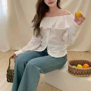 [옷자락]여성 오프숄더 러플 셔츠 블라우스