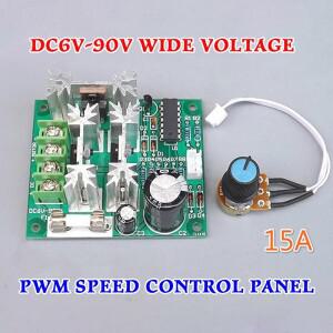 DC 6V-90V 15A 모터 속도 컨트롤러 6V 12V 24V 48V 72V 90V 고전력 PWM 무단 제어 보드