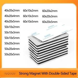 40x20x2mm 블록 가정용 냉장고 사무실 DIY 40x20x2 용 이중 Sded 테이프가있는  자석