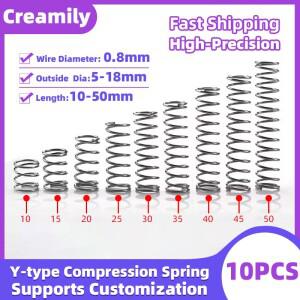 Creamily 10PCS 압축 스프링 리턴 압력 코일 로터 강철 와이어 직경 = 0.8mm OD 5 ~ 18mm L 10 50mm