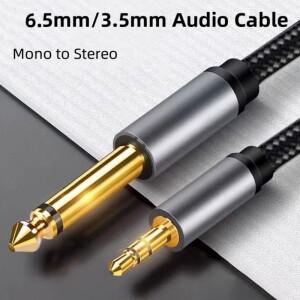 6.5mm 모노 - 스테레오 1/8 TRS 1/4 인터커넥트 AUX 어댑터 오디오 케이블 패치 코드 (노트북 PC 기타 베이