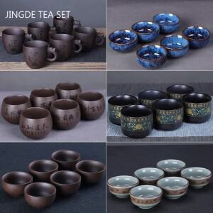 6개/대 부티크 Yixing 보라색 점토 찻잔 여행 수제 차 그릇 마스터 컵 맞춤형 가정용 세트 액세서리