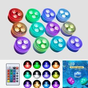 원격 제어 CoSubmersible 3 LED 수중 조명 배터리 RGB 야간 어항 수영장 웨딩 파티 램프