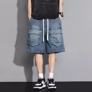 남자 여름 빈티지 캐주얼 하프 깔끔한 청반바지 청바지 반바지 스트레이트 워싱 5부 인기2