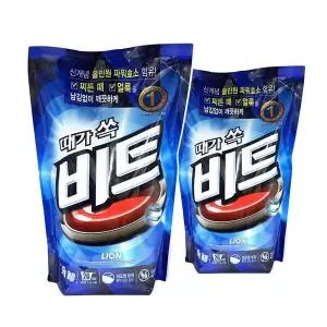 라이온 때가쏙 비트 분말 세제 일반용 리필 1.5kg 2개