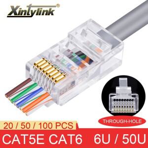 Xintylink rj45 커넥터 cat6 cat5e 50U/6U 이더넷 케이블 플매트 카펫 러그 utp 8P8C 끝 6 네트워크 lan 잭
