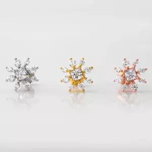 써지컬 핀 큐빅 피어싱 눈꽃송이 3종 택1 써지컬 피어싱 써지컬피어싱 큐빅귀걸이