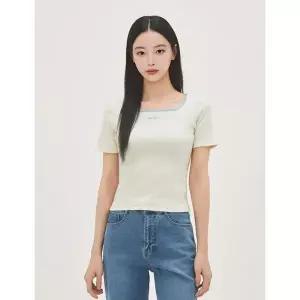 ROEM [올데이티셔츠] 스퀘어넥 자수 골지 티셔츠 RMHWG24R11 5010676710