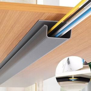 책상 케이블 관리 트레이 아래 자체 접착 PVC 전원 와이어 하이더 스트립 코드 홀더 드릴링 없음  레이스