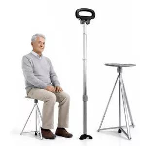디맥스프로 접이식 지팡이의자 시니어 보행보조 휴대용 의자 겸용 qBo7+3CgV
