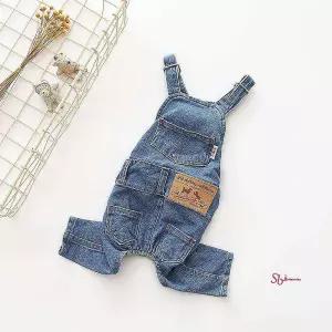 강아지옷 청멜빵바지 스판 백패치xyz133