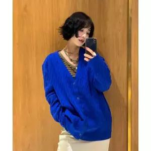 GENERALIDEA MAN 에센셜 미니멀 케이블 브이넥 가디건 [BLUE] / SBE1M04004 104084