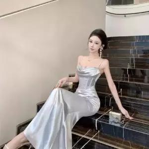 엘럽 원피스 여자 여름 레이스 프렌치 새틴 드레스 나시 박템2