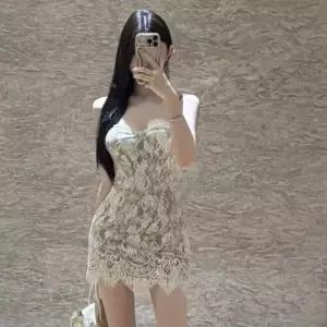 엘럽 원피스 치마 봄 여친 힙업 나시 브이넥 레이스 박템1