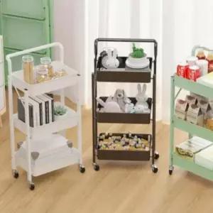 [생활] 이동식 트롤리 3단 수납 카트 접이식 틈새 선반