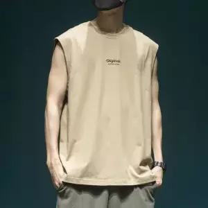 GLINE 남자 면 하계 반팔티셔츠 나시 크롭 트렌드 민소매 티셔츠 스포츠 JEN2