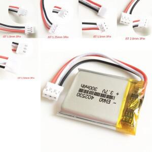 3.7V 300mAh 402530 리튬 폴리머 LiPo 충전식 배터리 JST 1.0/1.25/1.5/2.0/2.5mm 3핀 휴대용 GPS Mp3 블루