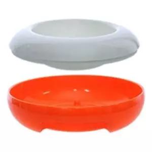 [반려] 강아지 밥그릇 고양이 식기 애견 물그릇 주황화이트 S