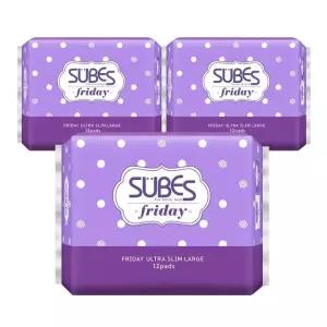슈베스 프라이데이 울트라슬림 생리대 대형 12P x3팩