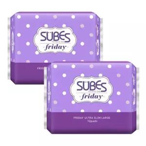 슈베스 프라이데이 울트라슬림 생리대 대형 12P x2팩