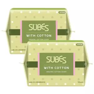 슈베스 위드코튼 유기농 순면커버 생리대 대형 12P x2팩