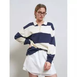 GENERALIDEA UNISEX 스트라이프 럭비 티셔츠 [NAVY] / GF1UKP006 104245