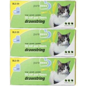 퓨어니스 라지 드로스트링 밸류팩 고양이 팬 라이너, 20개 3팩