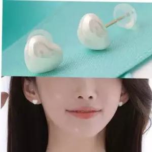 고급귀걸이 데일리 핵진주 볼륨 하트 금 귀걸이 14K