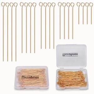 18K 금 충전 아이핀 150개 세트 변색 없는 공예용 팔찌 귀걸이 주얼리 부품