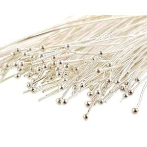 저자극성 은도금 황동 헤드핀 50MM 규격 22게이지 고품질 귀걸이 보석 제작용