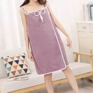 샤워가운 극세사 목욕가운 형 가운 퍼플 샤워