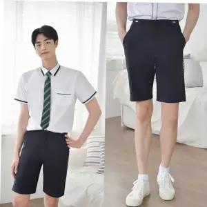 교복 TBZ 교복몰 (허리조절) 스판 네이비 반바지(남자)