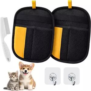 나브자 애완동물 털 제거 장갑 키트 - 개와 고양이를 위한 정전기 업그레이드된 재사용 가능한 매직 브러시