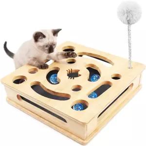 게이나우 고양이 네일 파일 긁힘 강화 상자 나무 퍼즐 사포가 들어 있는 장난감 방지