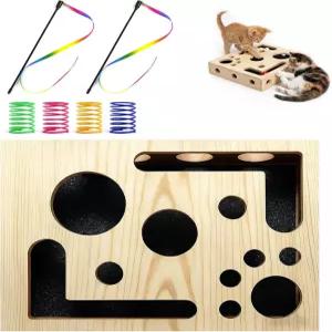 가이나우 고양이 스크래치 퍼즐 강화 상자 나무 인터랙티브 장난감 네일 파일