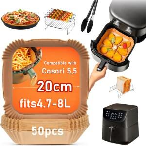 에어프라이어용 종이 20cm 정사각형 액세서리 닌자 코소리 5.5L 6L 4.7L 6.5L 무유지