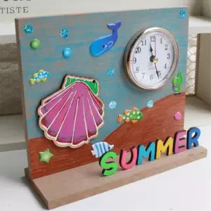 꾸미고 붙이는 여름 탁상용 나무 시계만들기2P 재밌는 돌봄교실