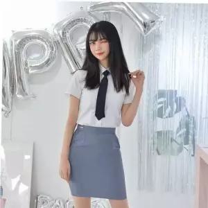 중학교교복 TBZ 교복몰 (허리조절)하복 청색 교복치마 교복 학생복