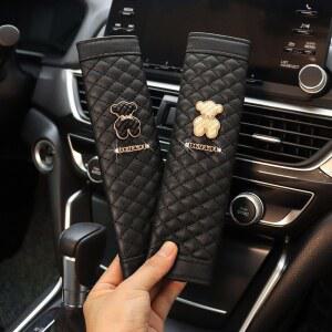 어깨 보호대가 있는 자동차 귀여운 합금 곰 보호 커버 보호대 금속 인테리어