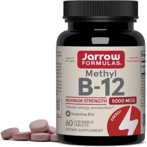 재로우 포뮬러 메틸 비타민 B12 5000 mcg - 씹을 수 있는 정제 60개 자연 과일 향이 나는 생체 활성 세포