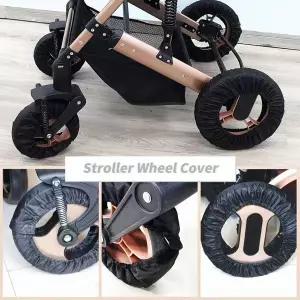 호환  4개 유모차 바퀴 먼지 커버 폴리에스테르 섬유로 제작 방수 및 얼룩 방지 외출 후 집에 오면 바퀴가